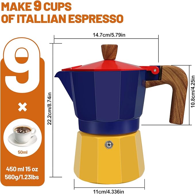 9 Cup Aluminum Espresso Stovetop Moka Pot Express Coffee Maker Percolator - Image 2