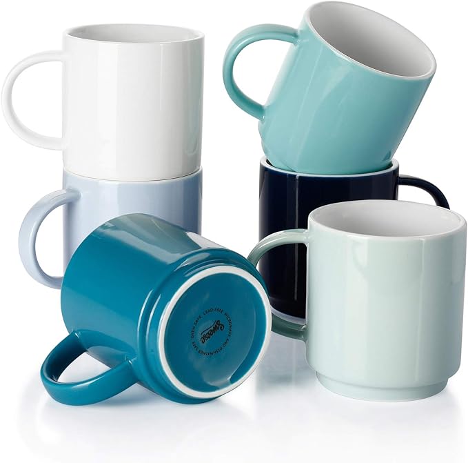 Sweese Stackable Coffee Mugs - 10 Oz Porcelain Cups by Sweese