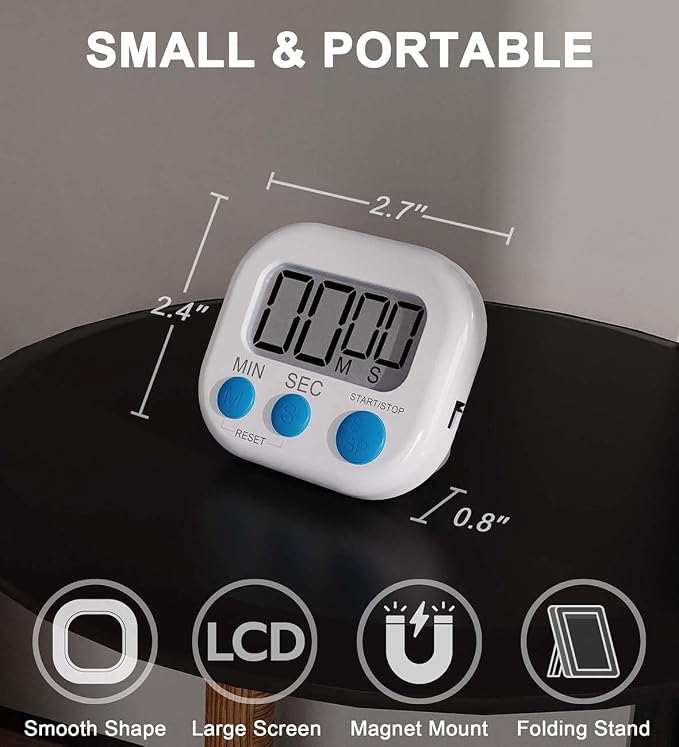 Digital Kitchen Timer for Cooking, 4 Pack Big Digits Loud Alarm Magnetic - Image 2