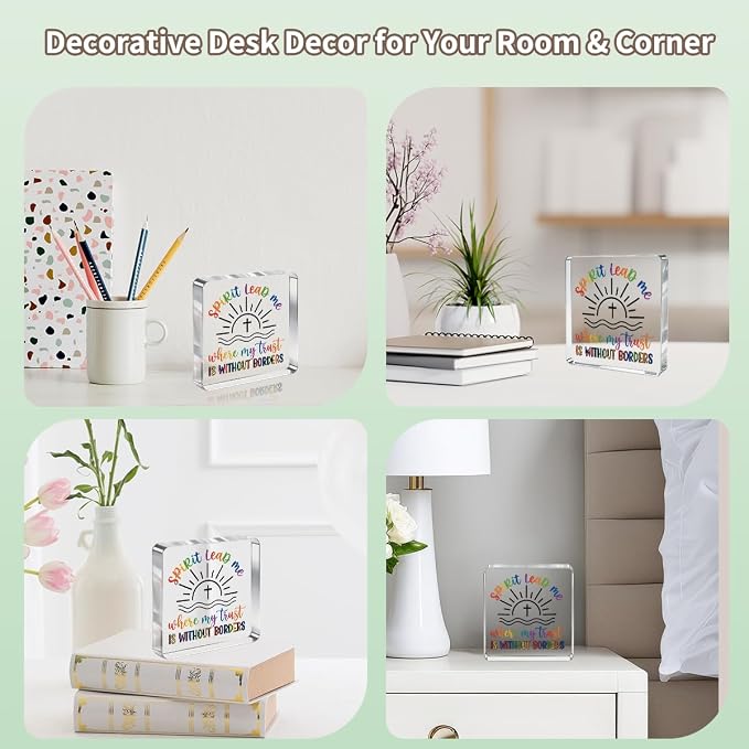 Christian Gifts for Women Men Desk Decor, Boho Inspirational Religious Acrylic - Image 5