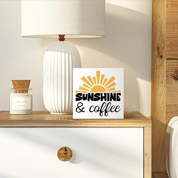 Sunshine Coffee Wooden Box Sign, Positive Sunshine Desk Decor - Image 4