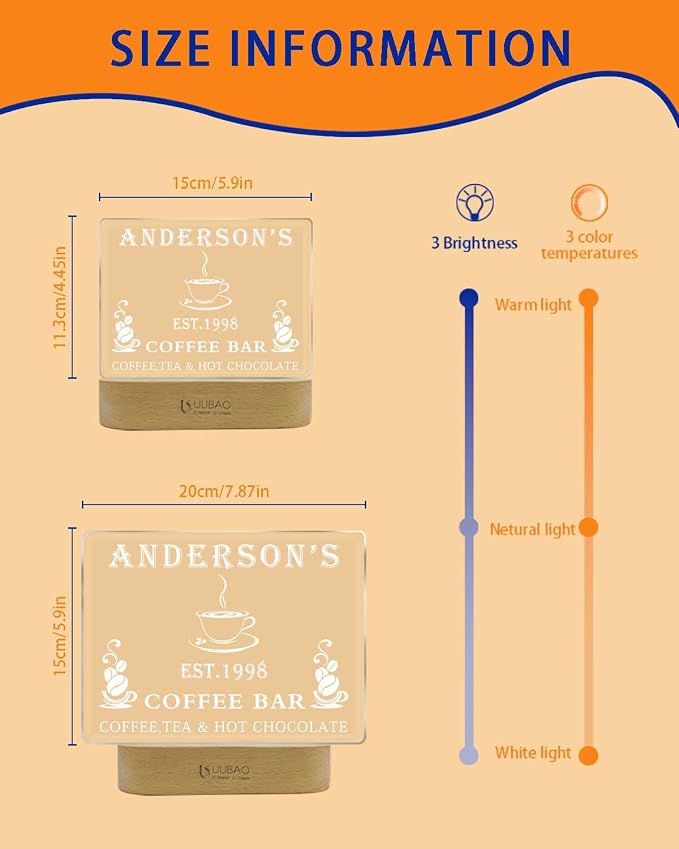 Personalized Bar Signs with Name Customized Home Coffee Bar Mini Bar Sign Gifts - Image 3