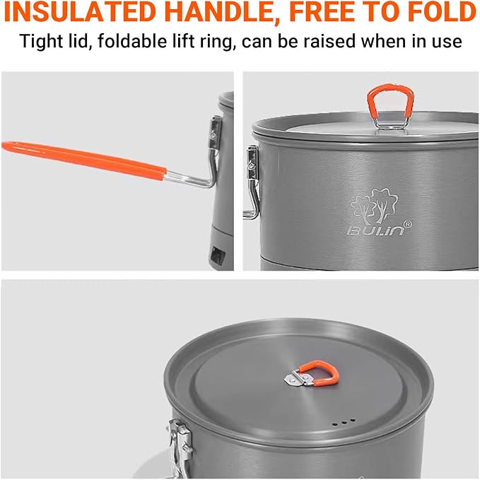 Bulin Camping Pot, 2.1L High Efficiency Backpacking Pot Ultralight Camping - Image 4