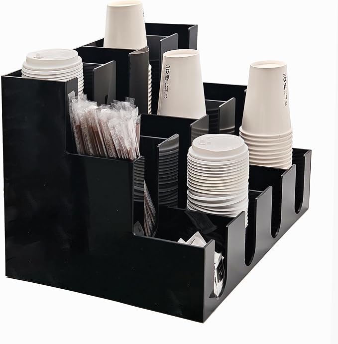 CiaoHER Large Acrylic Coffee Cup and Lid Dispenser, Counter Top, Organize - Image 3