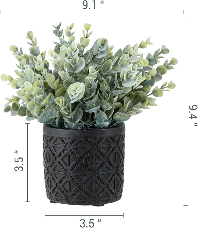 MyGift Artificial Eucalyptus Plant in Modern Gray Concrete Pots - Image 5