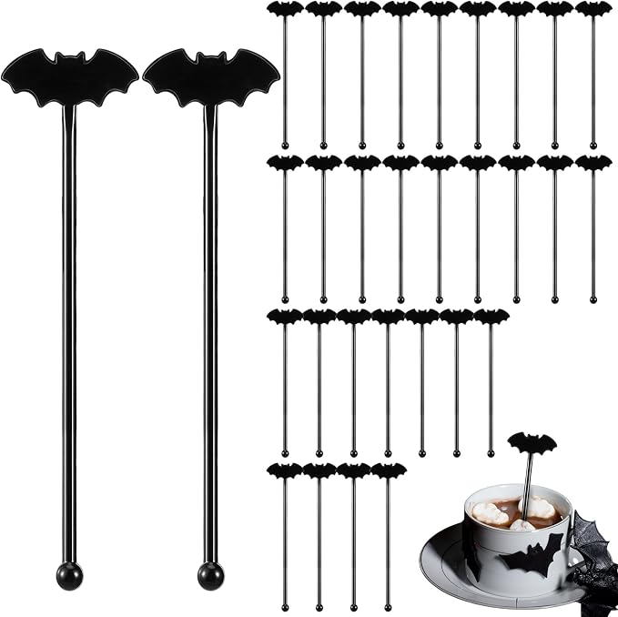 SiliFine 30 Pcs Halloween Swizzle Sticks Plastic Coffee and Cocktail Stirrers by SiliFine