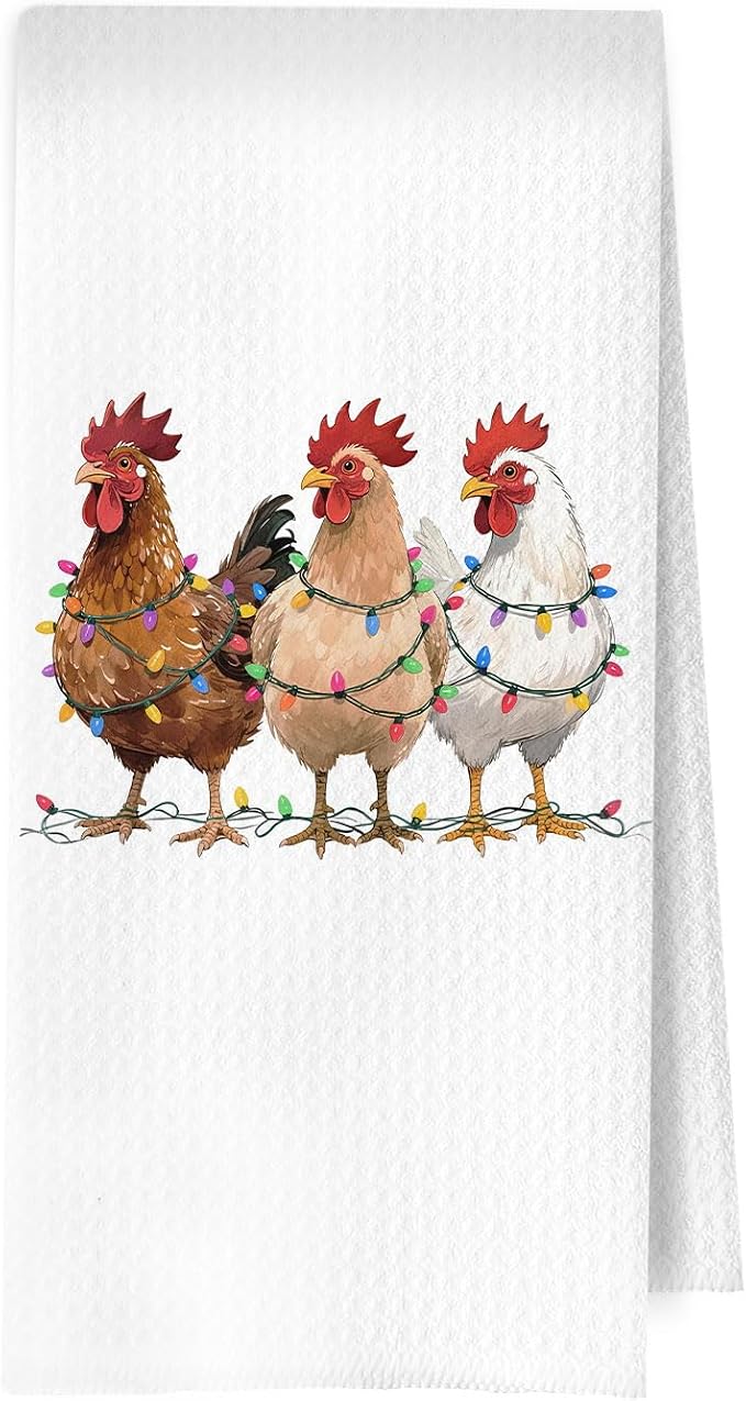 Chicken Christmas Kitchen Towels by Unknown