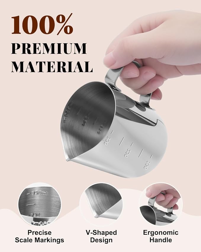 Milk Frothing Pitcher 350ml/12oz Steaming Pitchers Stainless Steel Milk - Image 2