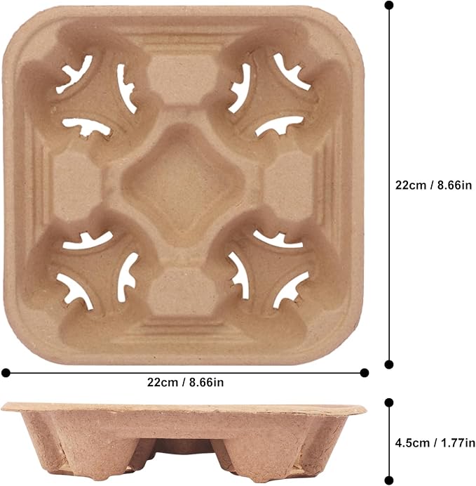 40 Pack Eco-Friendly 4 Cup Drink Carrier, Disposable Coffee Carrier, Cardboard - Image 2