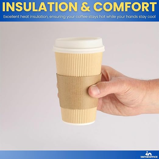 1InTheOffice Coffee Cup Sleeves, Corrugated Coffee Sleeves - Image 4