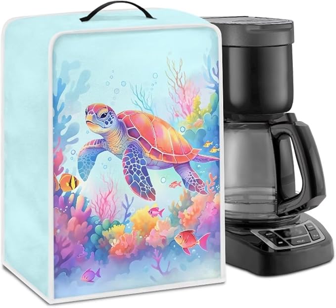 Coffee Machine Covers with Top Handle Turtle Print Washable Dust Fingerprint by Kathyboom
