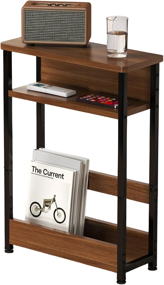 GarveeHome Narrow Side Table for Small Spaces, 3 Tier Small End Table by GarveeHome