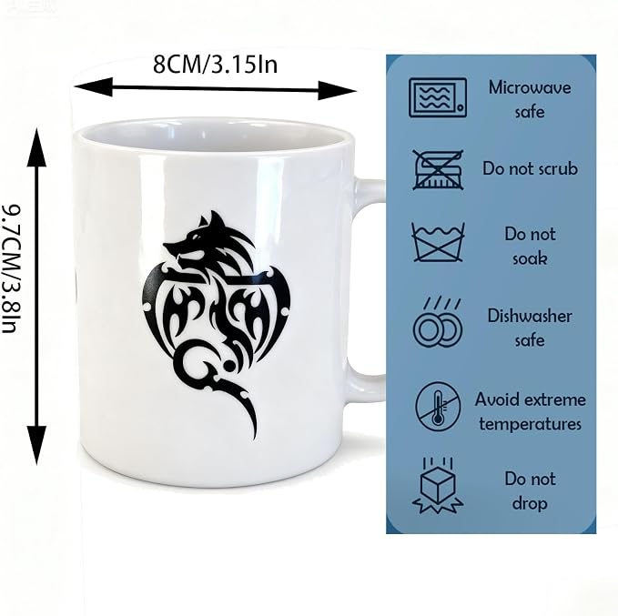 Gothic Mug Skull and Wolf Ceramic Coffee Cup Set Ceramic Coffee Mugs, Unique - Image 6