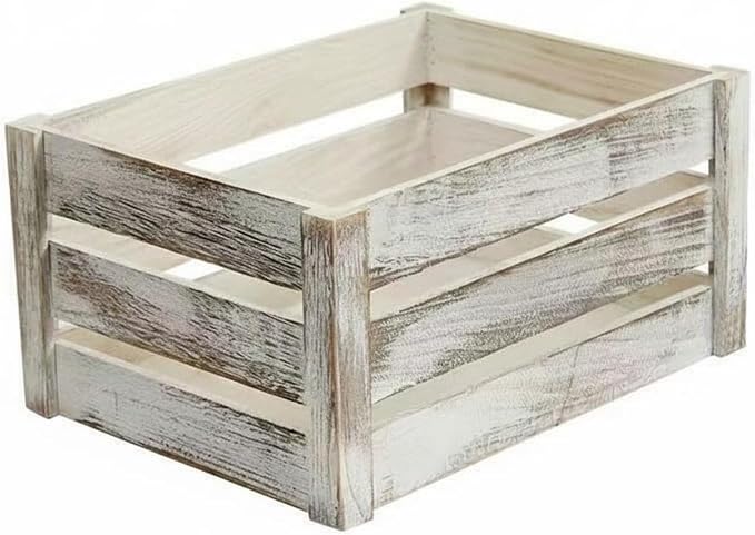 Wooden Storage Crate Sturdy Plant Holder Crate Decorative Slatted Wood Box by Unknown