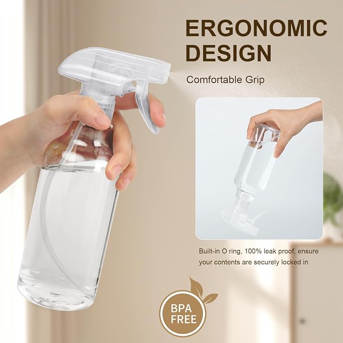 Plastic Spray Bottles, 16.9 Oz, Mist & Stream, Heavy Duty Spraying, Empty Water - Image 5