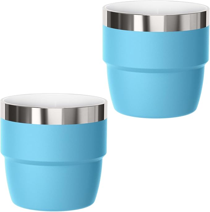 4 oz Small Espresso Cup, Ceramic-Lined 18/8 Stainless Steel, Double-Wall Vacuum by Cafezi