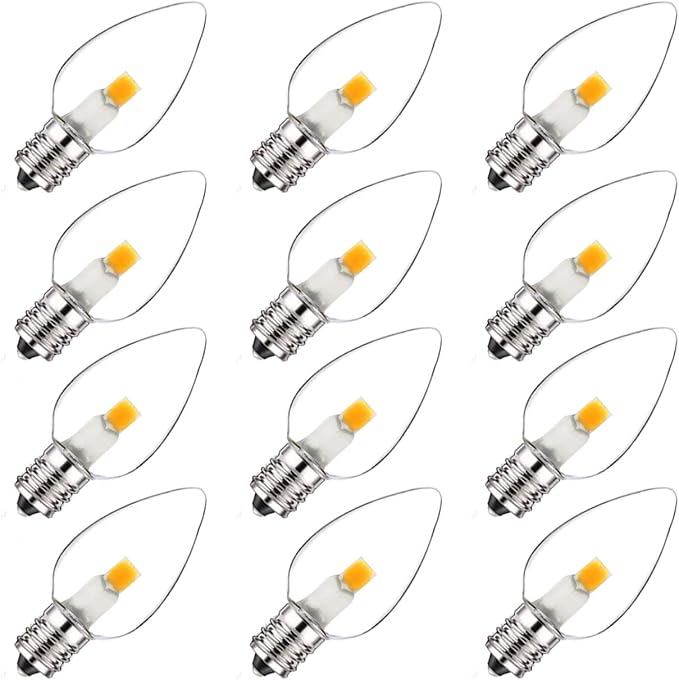Jslinter 12-Pack C7 LED Night Light Bulb, Candelabra Light Bulbs E12 Base by Jslinter