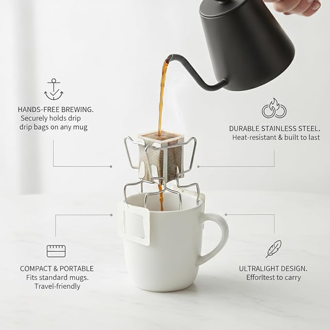 Stainless Steel Coffee Drip Bag Stand, Portable Pour Over Holder - Image 5