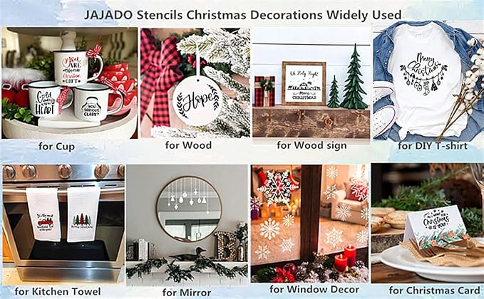 9pcs Christmas Stencils Self Adhesive Reusable Silk Screen Stencils | Silk - Image 2