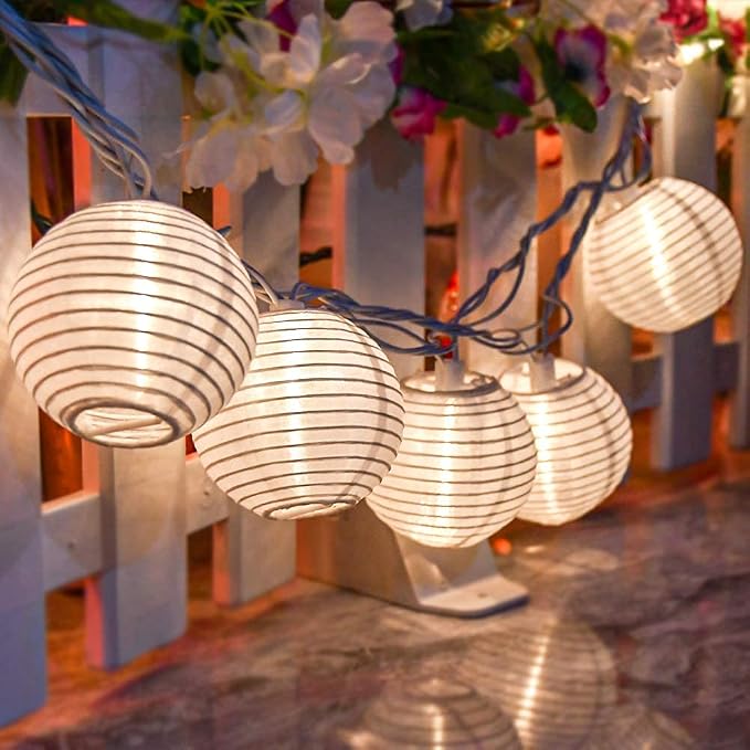 White Lantern String Lights Plug in, 8.5Ft Hanging Indoor Decorative String - Image 8
