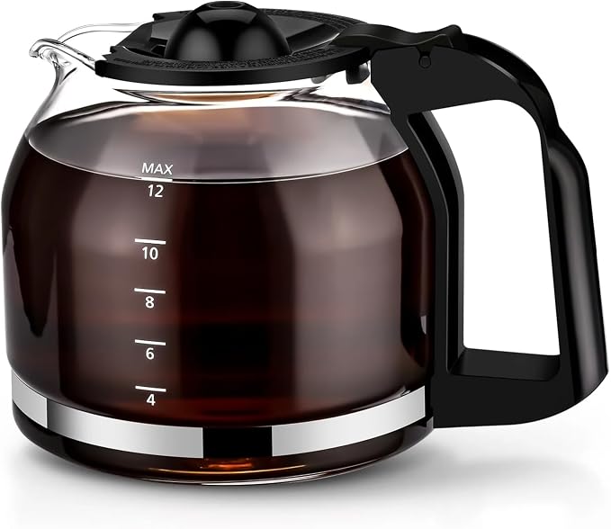 12 Cup Glass Replacement Carafe, Heat-Resistant Borosilicate Glass, Dishwasher - Image 2