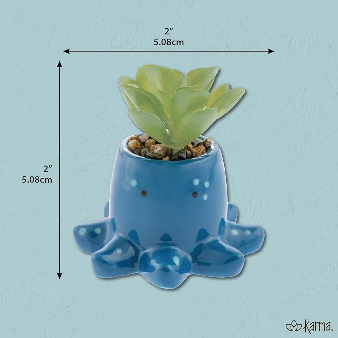 Karma, Shaped Succulent Pot, Artificial Faux Mini Succulents in Ceramic Pot - Image 2
