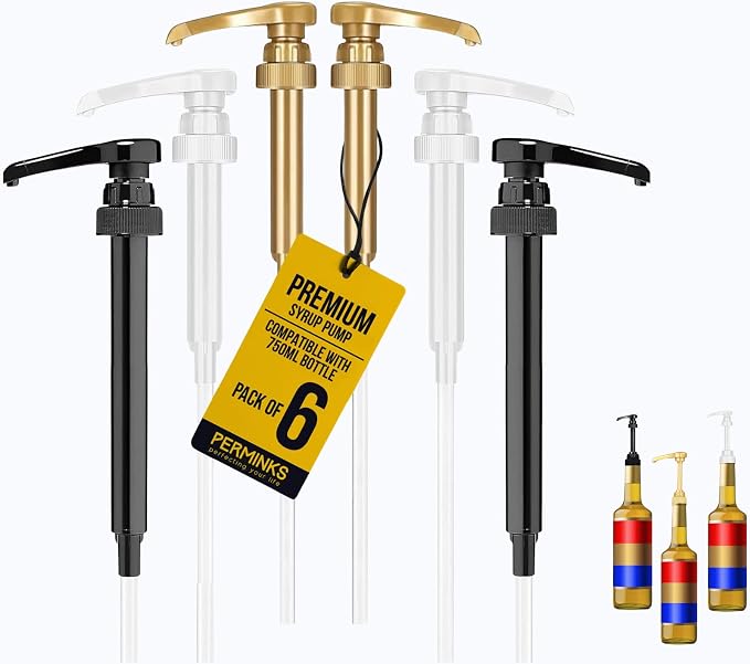 Premium Syrup Pump Compatible w/Torani 750 ml Bottle, Davinci Syrups by PERMINKS