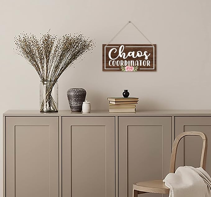 Easy Vibe Wood Decor Sign, Chaos Coordinator, Hanging Printed Wooden Plaque - Image 3