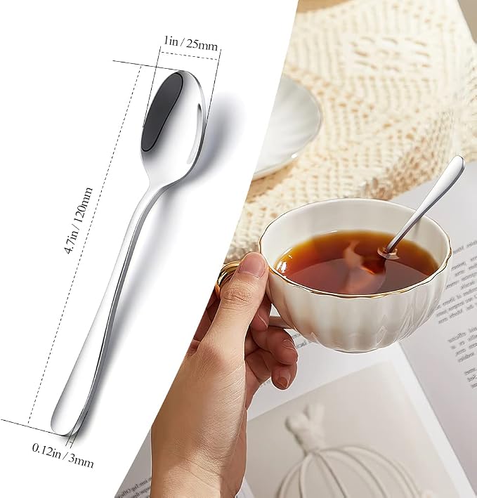 IQCWOOD Coffee Spoons, Mini Espresso Spoon, 6 Pieces Stainless Steel Spoons - Image 3