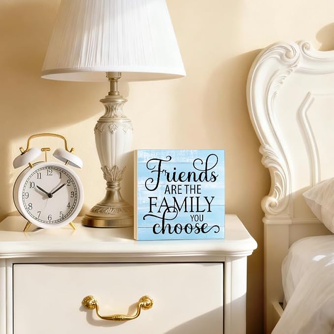 Friends Are the Family We Choose Wooden Box Sign Rustic Wood Block Plaque Box - Image 4