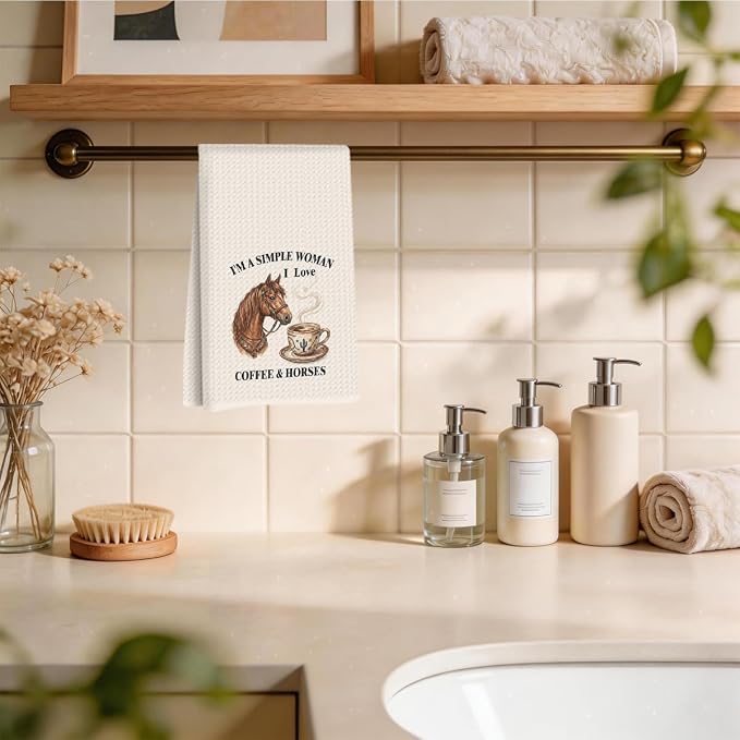 Funny Coffee & Horses Kitchen Towels 24x14 Inch, Western Horse Coffee Quote - Image 4