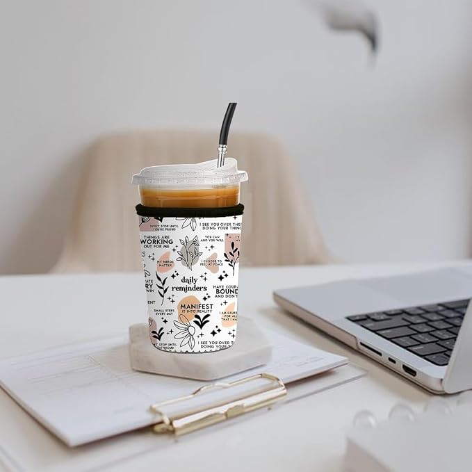 Reusable Insulated Neoprene Iced Coffee Cup Sleeve, Durable Drink Sleeve - Image 2
