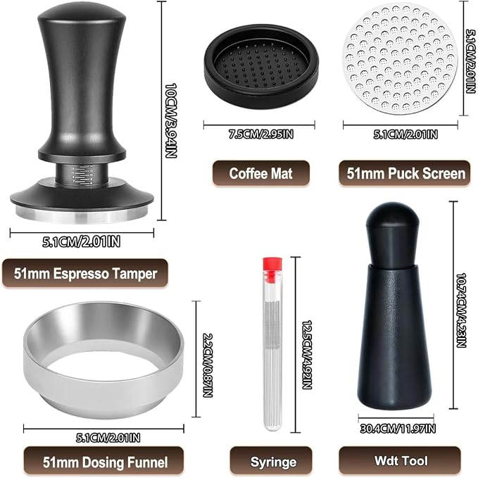 51mm Espresso Accessories Kit, Spring Loaded Calibrated Tamper, WDT Tool - Image 6