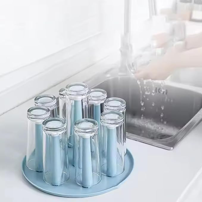 Cup Drying Rack, 9 Cups Safe Plastic Dustproof Creative Coffee Mug Tea Cup - Image 5