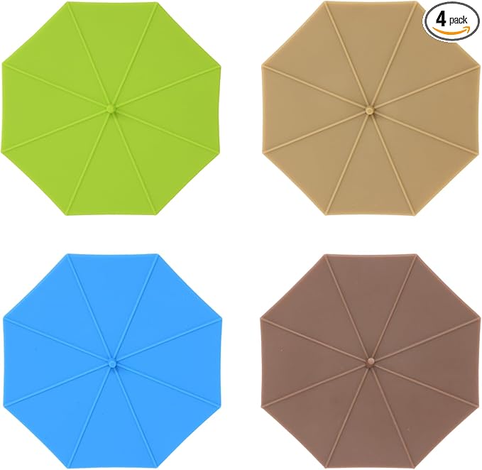 Honbay 4PCS Creative Silicone Umbrella Shaped Cup Lids, Anti-dust Sealed by Unknown