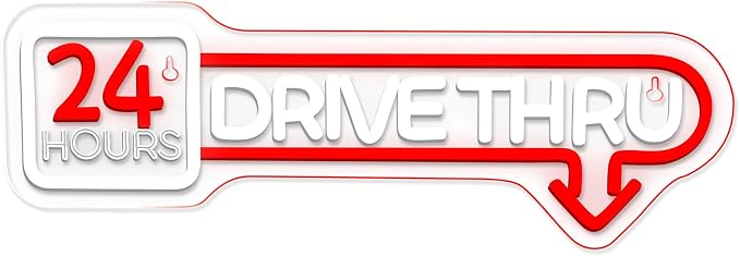 Open 24 Hours Neon Sign Drive Thru Open Neon Light Drive Thru LED Sign - Image 8