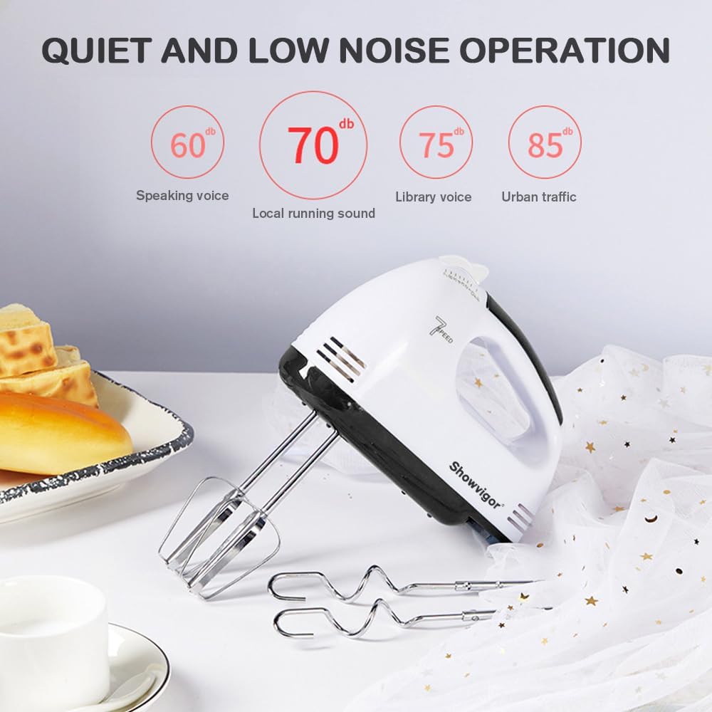 Handmixer Electric Handheld - 7 Speed Portable Kitchen Mixer Electric with 5 Stainless Steel Accessories Whisk, Food Beater for Whipping Mixing Cookies Cakes,Cooking,Baking