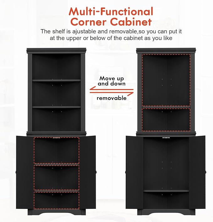 YESHOMY Corner Cabinet, Storage Cupboard - Image 5