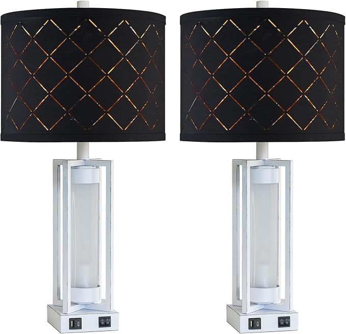 25" Set of 2 Farmhouse Table Lamps - Image 9