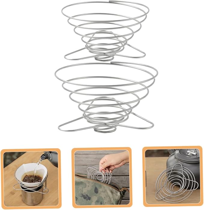 Toyvian 2pcs Stainless Steel Coffee Filter Cup Folding Funnel Filter Holder - Image 8