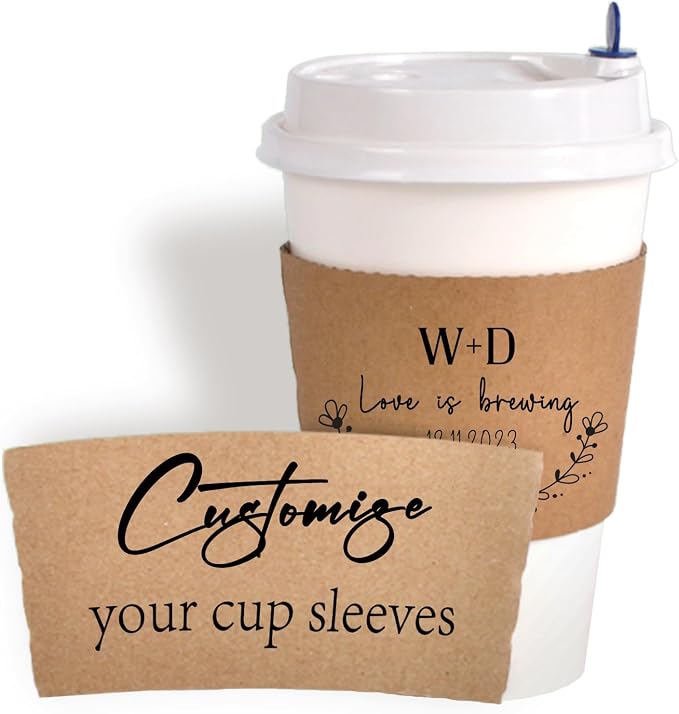 Personalized Kraft Disposable Coffee Cup Sleeve, Custom Paper Sleeve, Cardboard by illuzoon