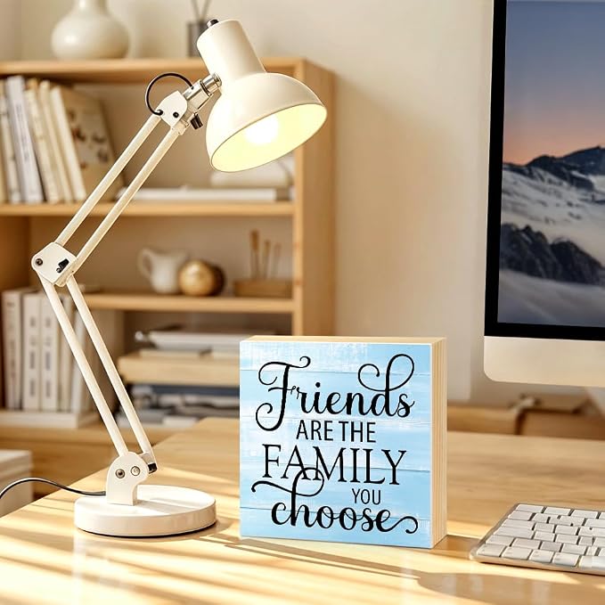 Friends Are the Family We Choose Wooden Box Sign Rustic Wood Block Plaque Box - Image 5