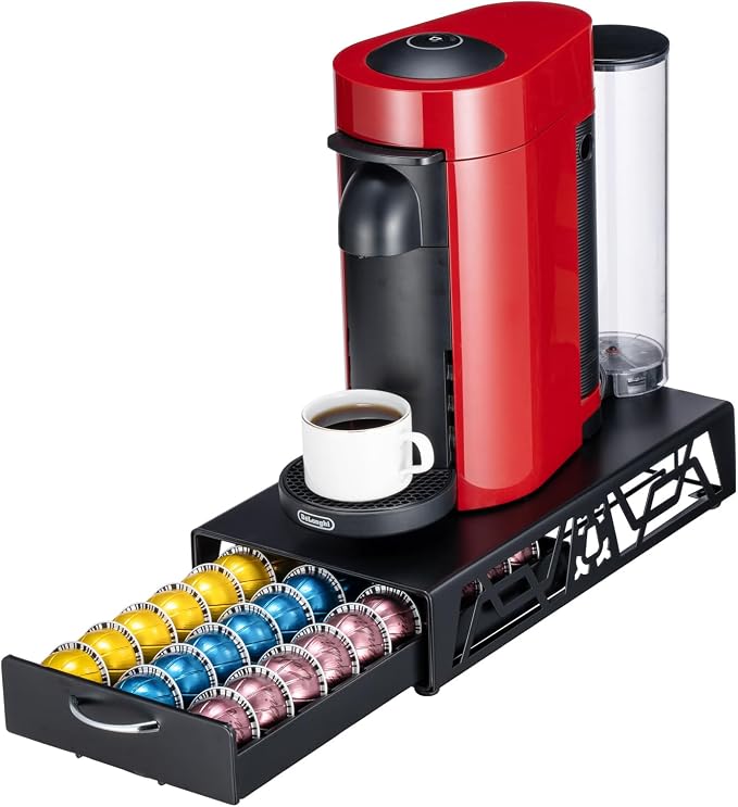 FlagShip Vertuo Pod Drawer Modern Black Metal Coffee Capsule Organizer & by FlagShip