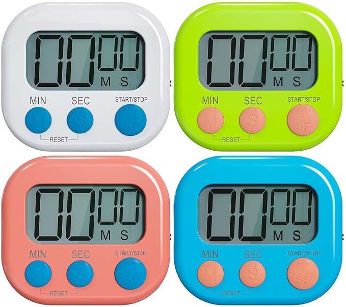 Digital Kitchen Timer for Cooking, 4 Pack Big Digits Loud Alarm Magnetic by COOLACC