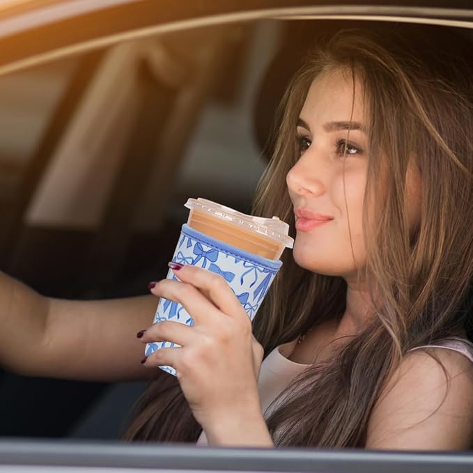 Reusable Insulated Neoprene Iced Coffee Cup Sleeve, Durable Drink Sleeve - Image 4