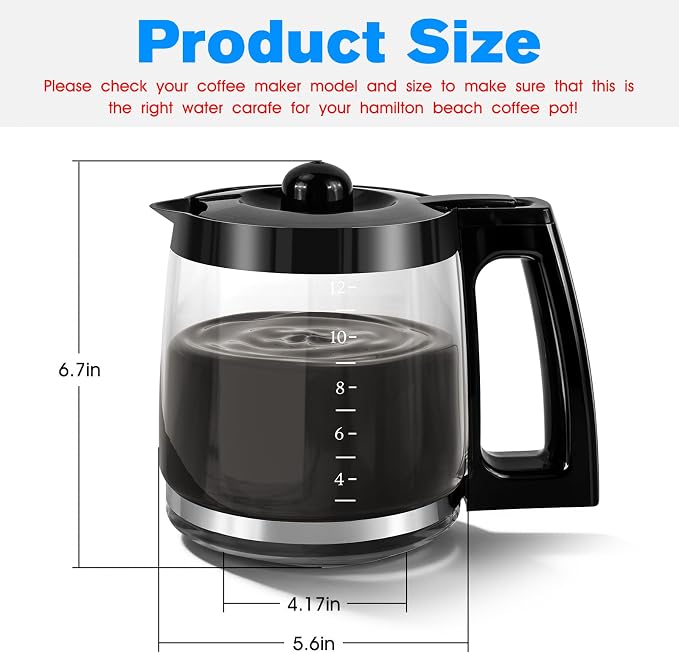 12-Cup Glass Carafe Pot Replacement Hamilton-Beach Coffee Carafe Pot 46310 - Image 2