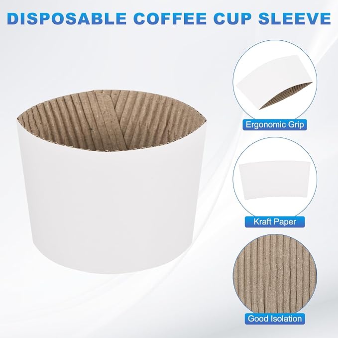 uxcell 100pcs Disposable Coffee Cup Sleeves, Cardboard Cup Sleeves - Image 3