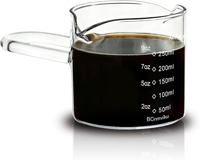 BCnmviku 250ML/8.5OZ Espresso Glass Measuring Cup Triple Pitcher Milk Cup by BCnmviku
