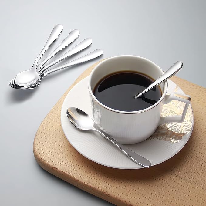 IQCWOOD Coffee Spoons, Mini Espresso Spoon, 6 Pieces Stainless Steel Spoons - Image 4