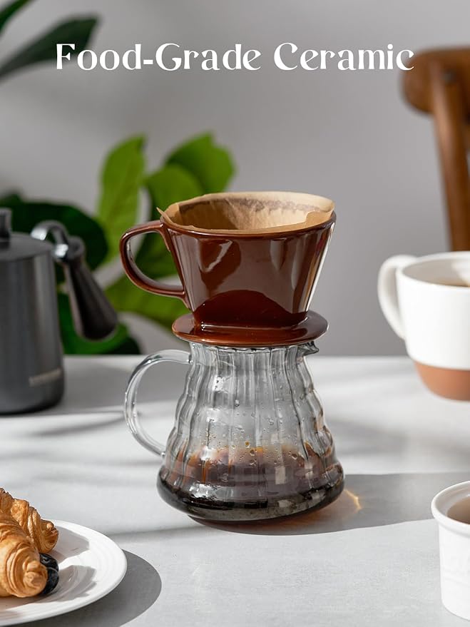 DOWAN Pour Over Coffee Dripper, Non Electric Pour Over Coffee Maker, Porcelain - Image 4